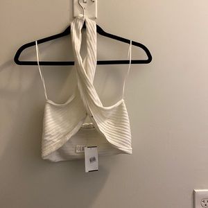 White wrap cropped top